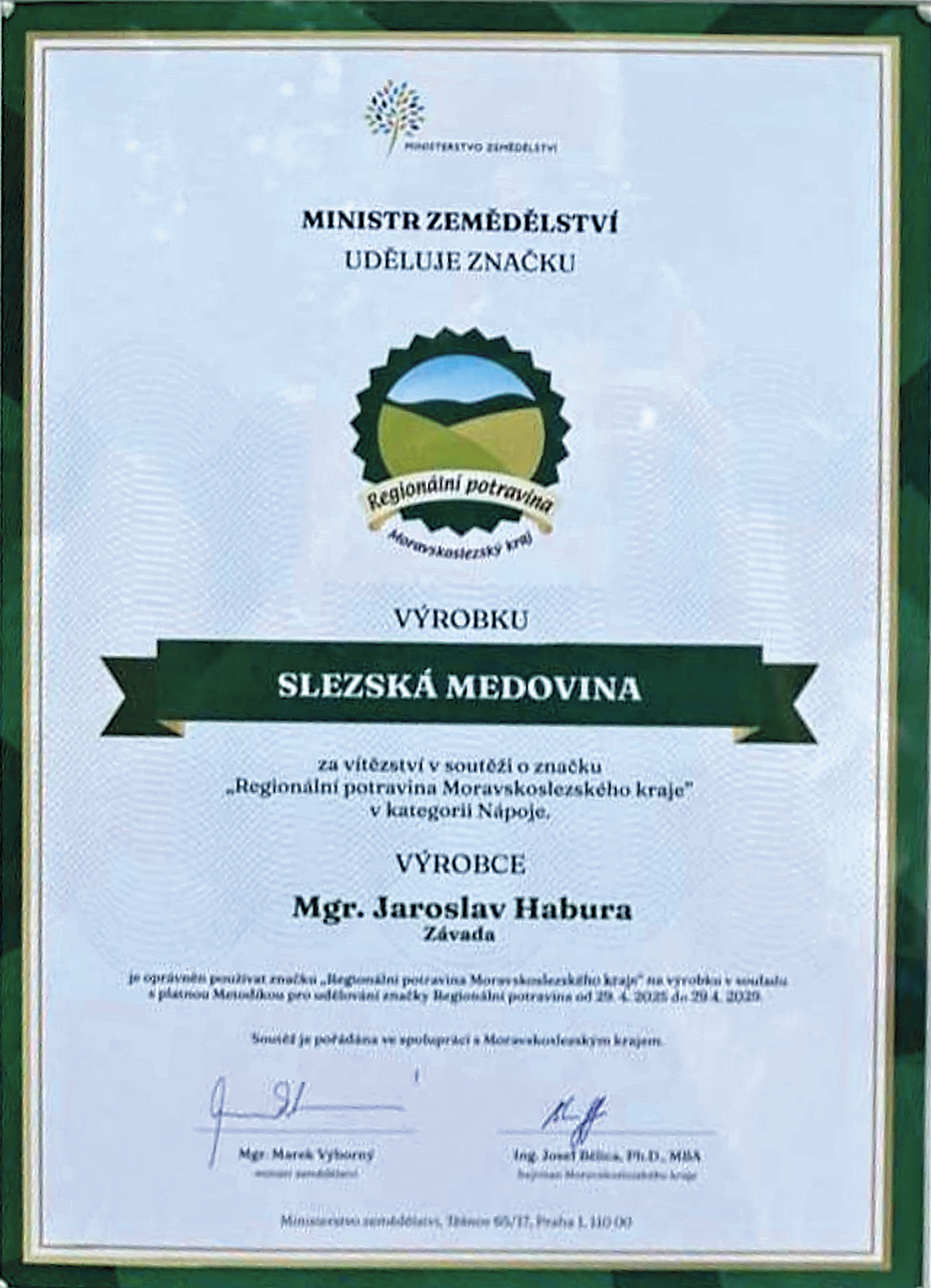 Ocenění pro Slezskou medovinu