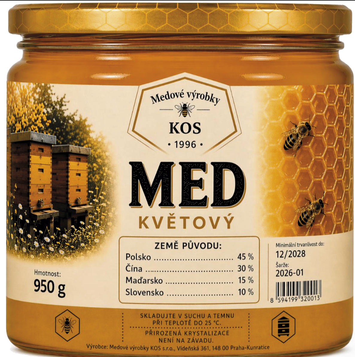 Nové označení medu podle sestupně podle podílů jednotlivých zemí